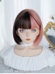 Cyberpunk Style Black Brown Coral Powder Double Fight Short Straight Hair Qi Bangs Classic Lolita Wig