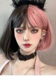 Cyberpunk Style Black Brown Coral Powder Double Fight Short Straight Hair Qi Bangs Classic Lolita Wig