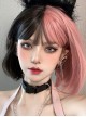 Cyberpunk Style Black Brown Coral Powder Double Fight Short Straight Hair Qi Bangs Classic Lolita Wig