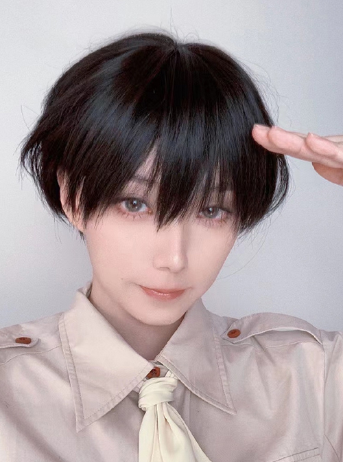 Japanese Handsome Men And Women COS Natural Bangs Short Straight Hair Classic Lolita Wig