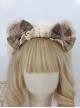 Preppy Style Japanese Girl Bear Ears Plaid Bowknot Lace Decoration Classic Lolita Berets