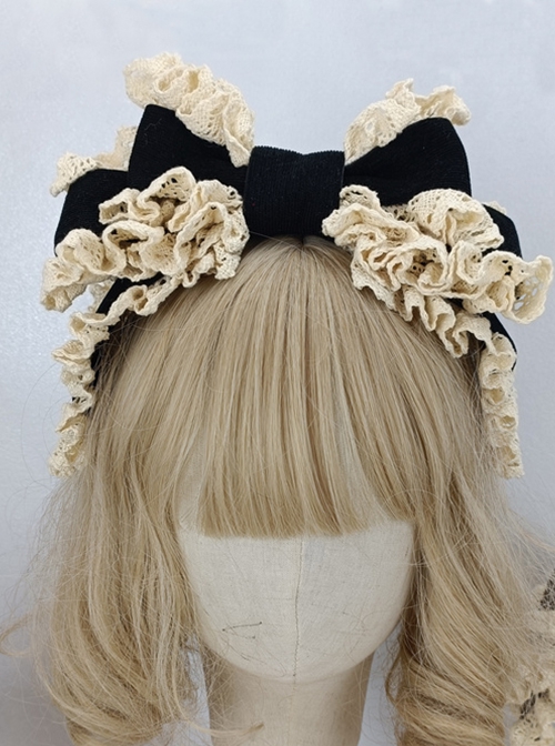 Pure Color Autumn Winter Handmade Oversized Bow Princess Style Sweet Lolita Headband