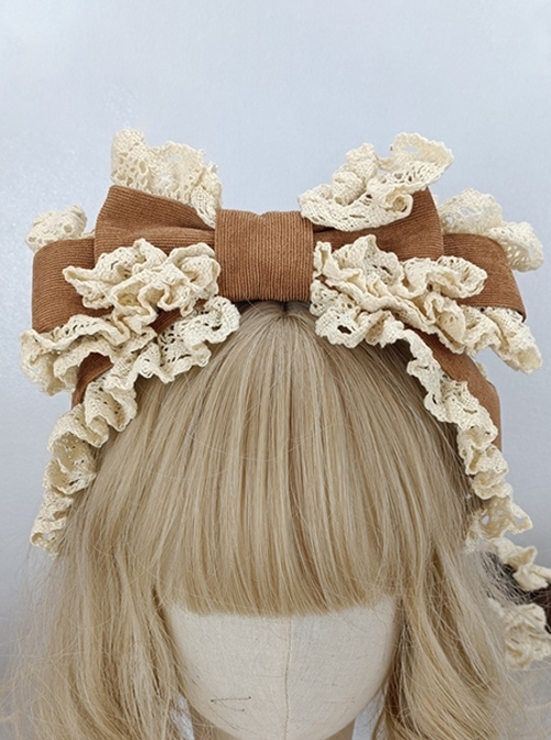 Pure Color Autumn Winter Handmade Oversized Bow Princess Style Sweet Lolita Headband