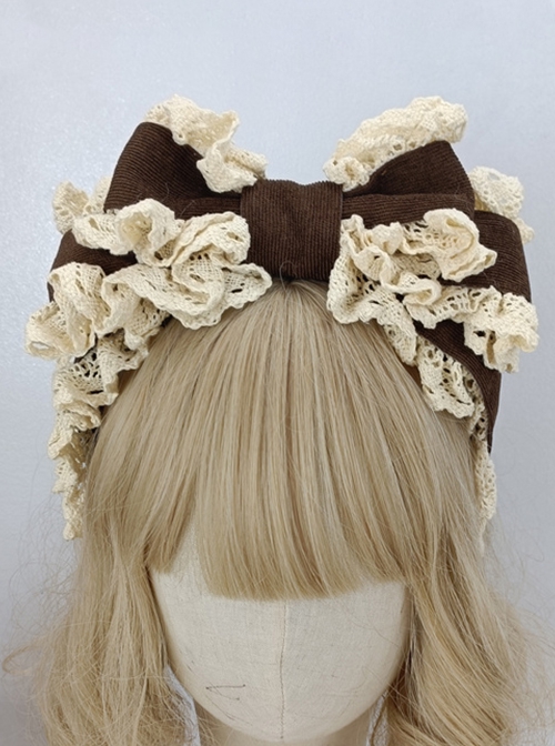 Pure Color Autumn Winter Handmade Oversized Bow Princess Style Sweet Lolita Headband