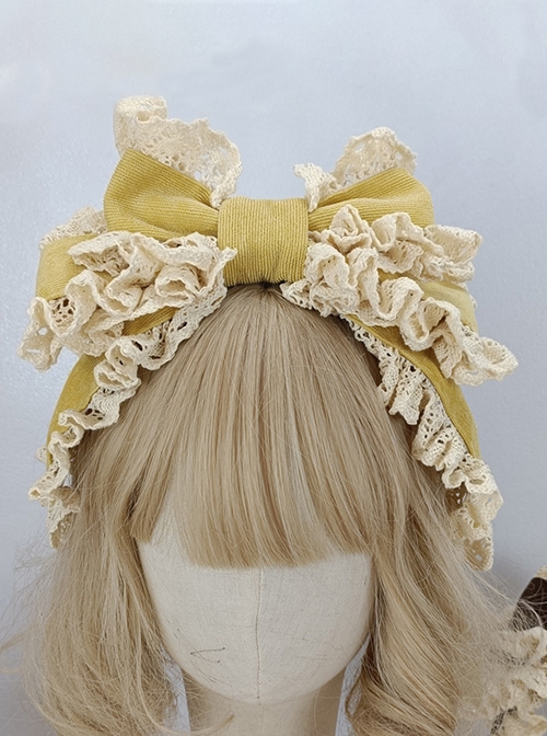 Pure Color Autumn Winter Handmade Oversized Bow Princess Style Sweet Lolita Headband