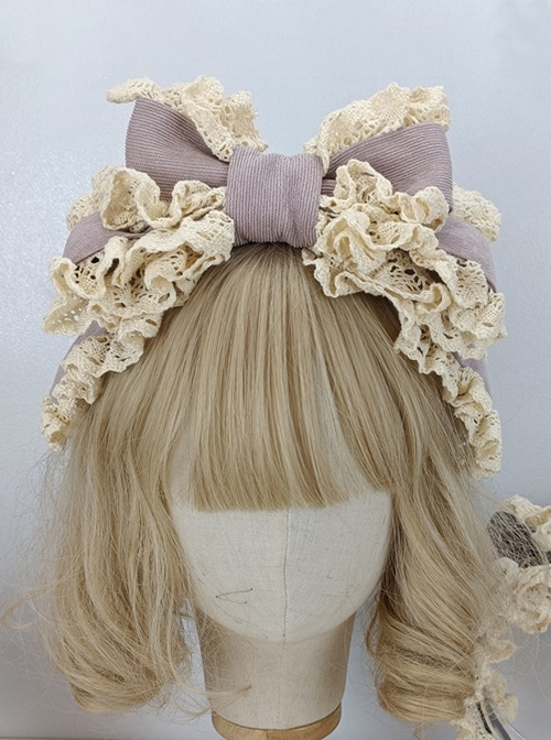 Pure Color Autumn Winter Handmade Oversized Bow Princess Style Sweet Lolita Headband