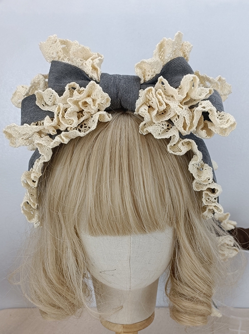 Pure Color Autumn Winter Handmade Oversized Bow Princess Style Sweet Lolita Headband