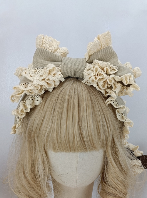 Pure Color Autumn Winter Handmade Oversized Bow Princess Style Sweet Lolita Headband