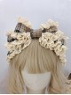 Brown Plaid Lace Decoration Princess Style Handmade Oversized Bow Sweet Lolita Headband