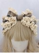 Brown Plaid Lace Decoration Princess Style Handmade Oversized Bow Sweet Lolita Headband