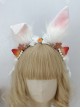 Year Of The Rabbit Cute Plush Rabbit Ears Strawberry Flower Bow Decoration Sweet Lolita Headband