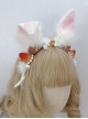 Year Of The Rabbit Cute Plush Rabbit Ears Strawberry Flower Bow Decoration Sweet Lolita Headband