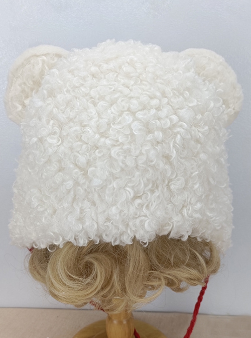 Autumn Winter Warm Plush Cartoon Tiger Head Embroidery Ear Protection Sweet Lolita Hat