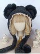 Solid Color Autumn Winter Warm Plush Bear Ears Lace Decoration Cute Ear Protection Sweet Lolita Hat