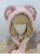 Solid Color Autumn Winter Warm Plush Bear Ears Lace Decoration Cute Ear Protection Sweet Lolita Hat