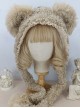 Solid Color Autumn Winter Warm Plush Bear Ears Lace Decoration Cute Ear Protection Sweet Lolita Hat