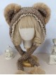 Solid Color Autumn Winter Warm Plush Bear Ears Lace Decoration Cute Ear Protection Sweet Lolita Hat