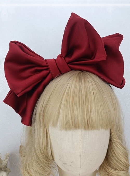 Solid Color Widening Satin Ribbon Can Be Shapeable Oversized Bow Sweet Lolita Headband