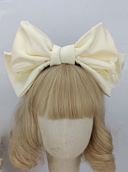 Solid Color Widening Satin Ribbon Can Be Shapeable Oversized Bow Sweet Lolita Headband