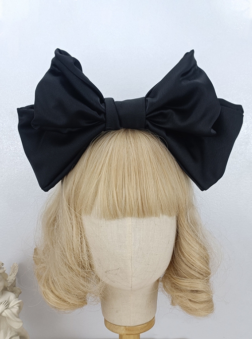 Solid Color Widening Satin Ribbon Can Be Shapeable Oversized Bow Sweet Lolita Headband