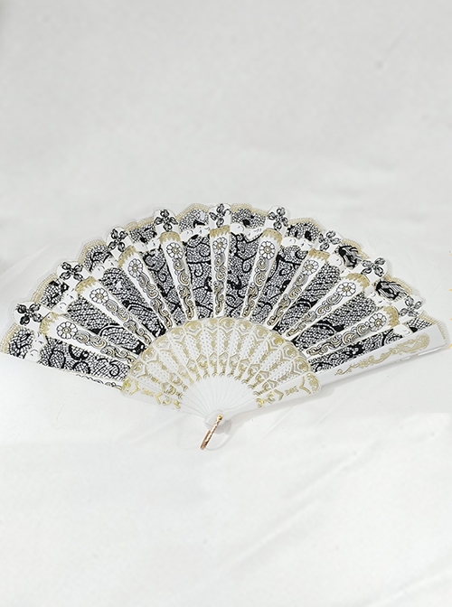 Classical Court COS Gorgeous Retro Baroque Style Pattern Gothic Lolita Fan