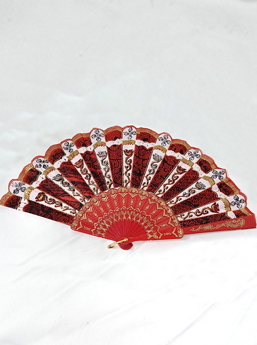 Classical Court COS Gorgeous Retro Baroque Style Pattern Gothic Lolita Fan