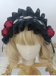 Black Lace Lacing Strap Red Rose Maid COS Gothic Lolita Headband