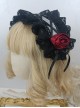 Black Lace Lacing Strap Red Rose Maid COS Gothic Lolita Headband