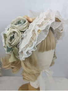 Pastoral Style Retro The Tea Party Lace Camellia Feather Decorate Green Bow Classic Lolita Hat