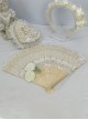 Elegant Lace Polka Dot Gauze Mesh Bead Chain Flower Bow Decoration Non-Foldable Classic Lolita Fan