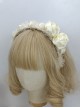 White Rose Elegant Vintage Big Small Rose Decoration Asymmetrical Design Classic Lolita Headband