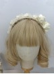 White Rose Elegant Vintage Big Small Rose Decoration Asymmetrical Design Classic Lolita Headband