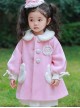 Pink Plush Round Neck Bunny Pocket Cuffs Bow Knot Sweet Lolita Kids Coat