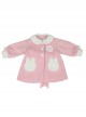 Pink Plush Round Neck Bunny Pocket Cuffs Bow Knot Sweet Lolita Kids Coat