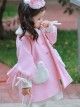 Pink Plush Round Neck Bunny Pocket Cuffs Bow Knot Sweet Lolita Kids Coat