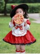 Autumn Round Neck Lace Bow-Knot Decorate Pizza Embroidery Classic Lolita Kids Long Sleeve Dress