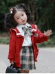 Red Retro Autumn Winter Knitted Sweater Kids Classic Lolita Long-Sleeved Coat