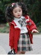 Red Retro Autumn Winter Knitted Sweater Kids Classic Lolita Long-Sleeved Coat