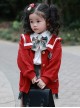 Red Retro Autumn Winter Knitted Sweater Kids Classic Lolita Long-Sleeved Coat