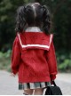 Red Retro Autumn Winter Knitted Sweater Kids Classic Lolita Long-Sleeved Coat