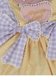 Polka Dot Petal Collar Purple Plaid Bowknot Puff Sleeves Love Lace Hem Design Sweet Lolita Kids Short-Sleeved Dress