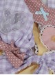 Polka Dot Petal Collar Purple Plaid Bowknot Puff Sleeves Love Lace Hem Design Sweet Lolita Kids Short-Sleeved Dress