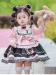 Little Bear Lace Bow Round Neck Puff Sleeves Detachable Apron Classic Lolita Kids Long Sleeve Dress