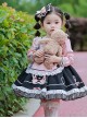 Little Bear Lace Bow Round Neck Puff Sleeves Detachable Apron Classic Lolita Kids Long Sleeve Dress