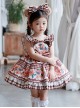 Little Bear Print Stripe Bow Check Print Classic Lolita Kids Sleeveless Dress