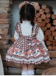 Little Bear Print Stripe Bow Check Print Classic Lolita Kids Sleeveless Dress