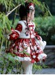 Chinese Style Stand Collar Lace Panda Print Stitching Lantern Sleeve Vest Kids Classic Lolita Long Sleeve Dress Set