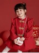 Chinese Style Red Autumn Winter Love Pattern Bunny Embroidered Plush Bag Kids Long-Sleeved Coat