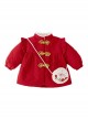 Chinese Style Red Autumn Winter Love Pattern Bunny Embroidered Plush Bag Kids Long-Sleeved Coat