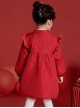 Chinese Style Red Autumn Winter Love Pattern Bunny Embroidered Plush Bag Kids Long-Sleeved Coat